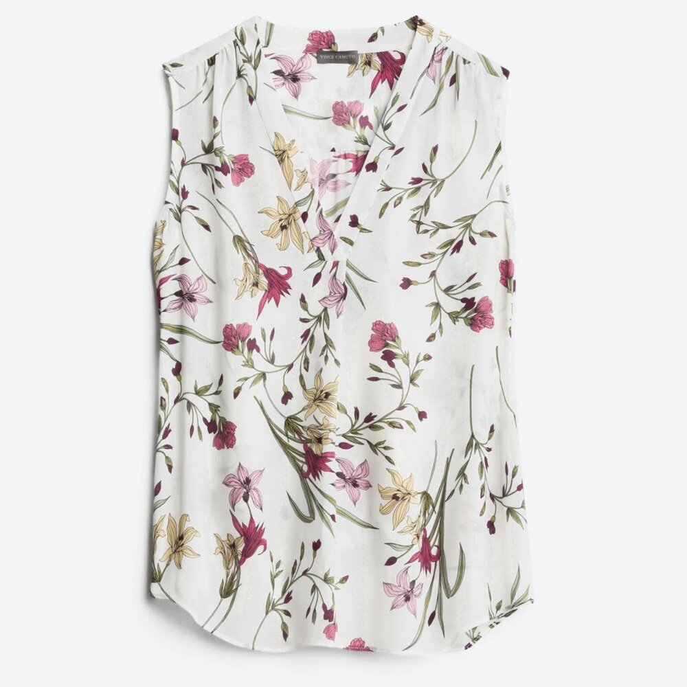 Vince Camuto Sleeveless V-Neck Rumple Blouse